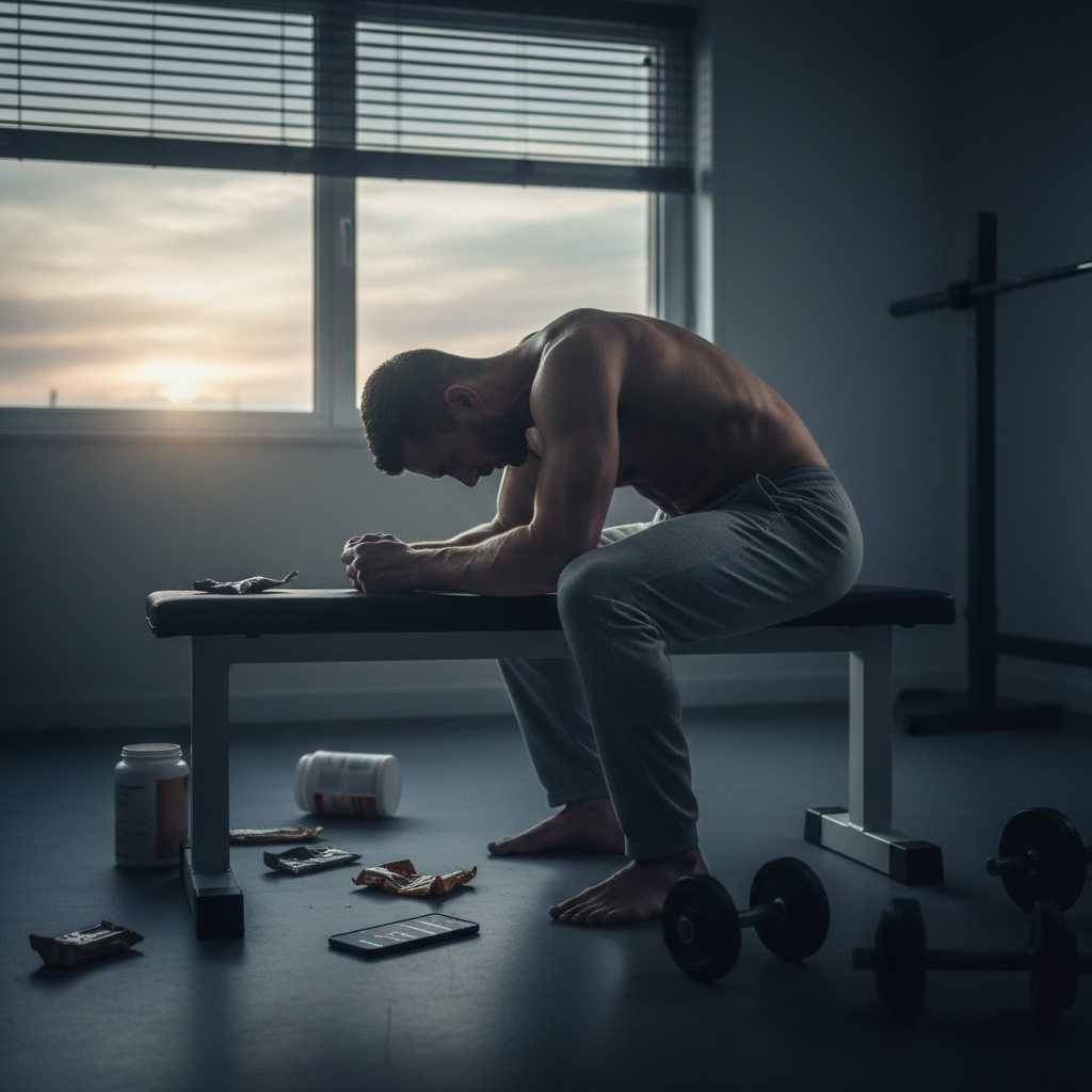 Illustration réaliste sur Bigorexie : quand le sport tourne à l’obsession