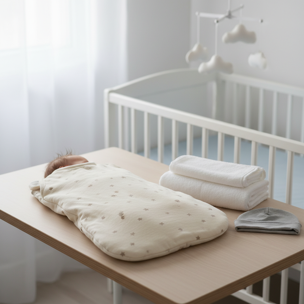 Illustration réaliste sur Gigoteuse bébé : l’accessoire indispensable pour des nuits sûres dès la naissance