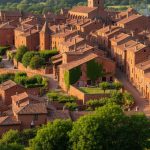 Vue de Collonges-la-Rouge avec ses maisons en grès rouge et ruelles pittoresques.