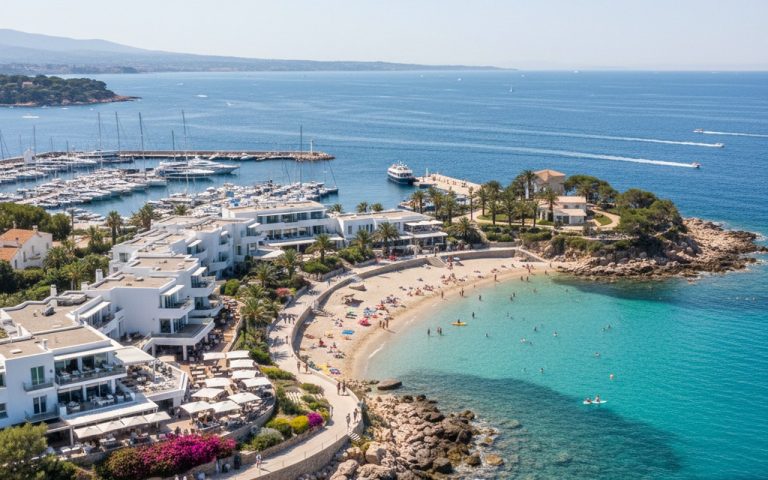 Vue de l'île de Bendor, destination touristique méditerranéenne avec plages et activités nautiques