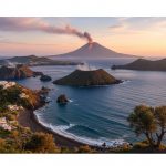 Panorama des îles Éoliennes avec le volcan Stromboli en arrière-plan