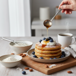 Illustration réaliste sur Recette de Pancakes Keto Moelleux Sans Glucides