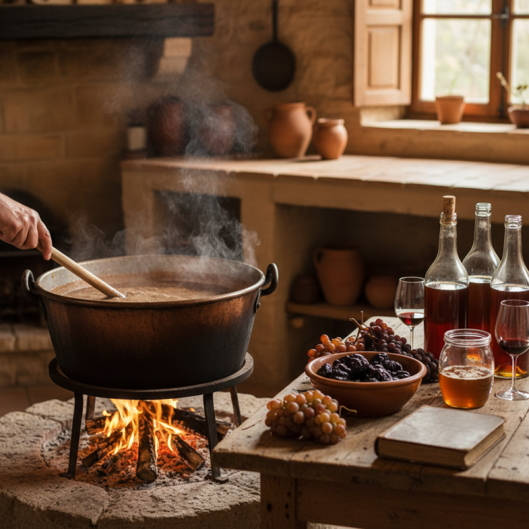 Illustration réaliste sur Vin cuit provençal : les meilleurs crus et leurs traditions