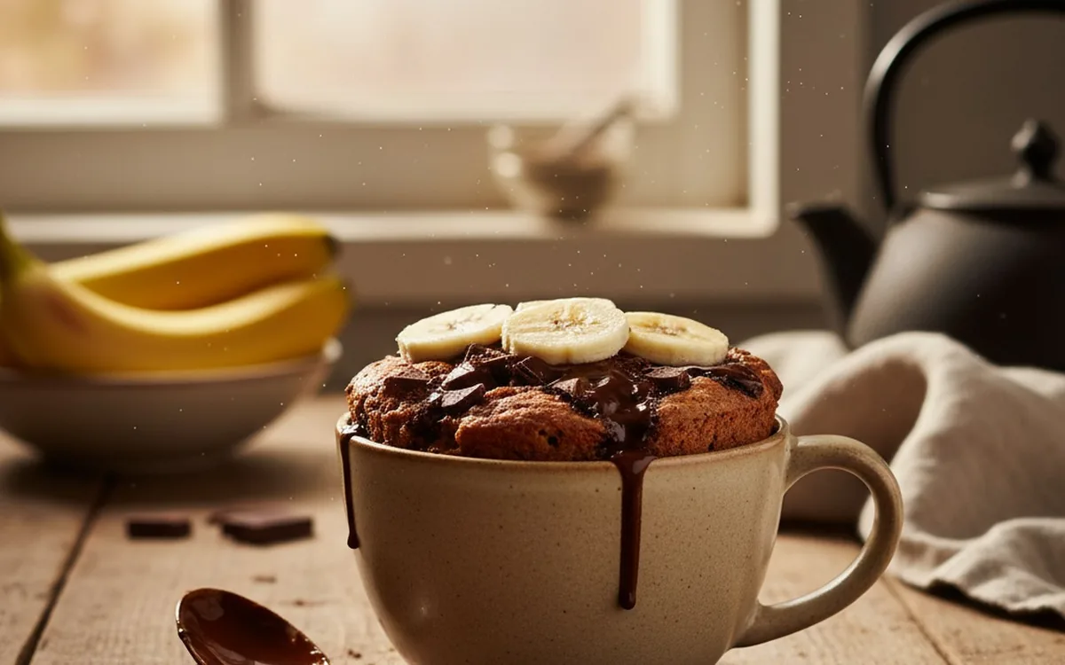 Mug cake banane chocolat : recette express, moelleuse et facile